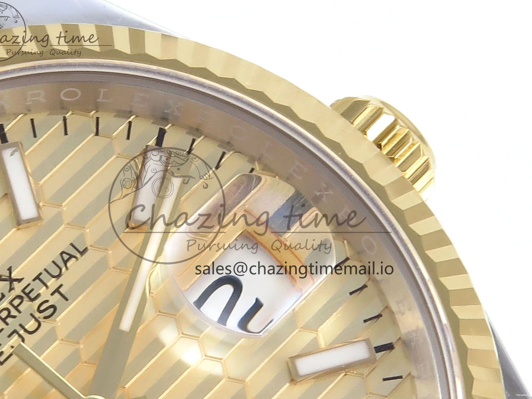 Best Stick YG 126233 EWEF SS on Textured Jubilee A3235 Bracelet 36 Marker YG Edition DateJust Dial 0510